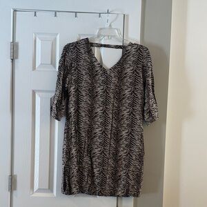 Moda Black and Tan Animal Print Tunic